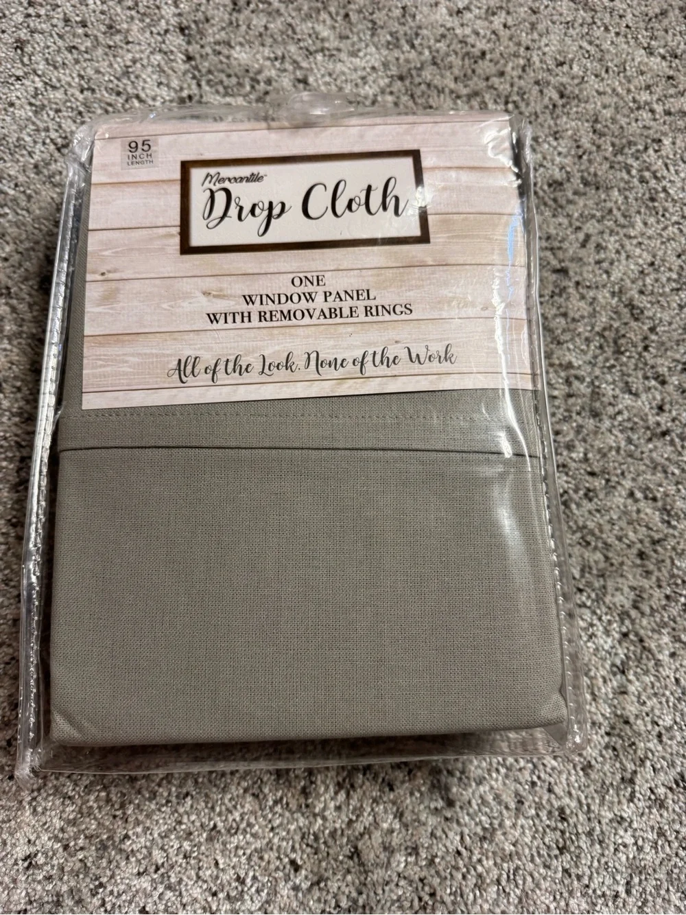 Mercantile Drop Cloth Panel Gray 50x95 Removable Rings light filtering ONE
